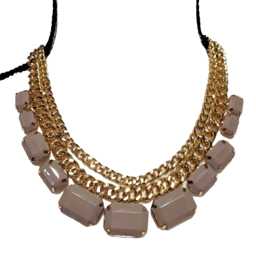 𝅺gray and gold necklace and earrings set